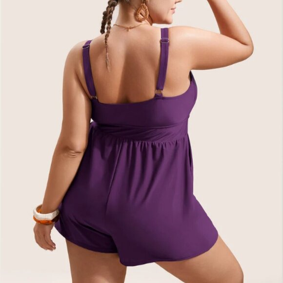 BloomChic Plus Size 2XL Surplice Neckline Belted Plain One-Piece Swimsuit- us18 - Picture 2 of 5